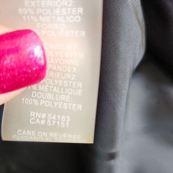 Calvin Klein black coat w/ gold & silver metallic beaded band, size 6 - Picture 10 of 13